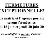 thumbnail of Fermeture exceptionnelle mairie et agence postale